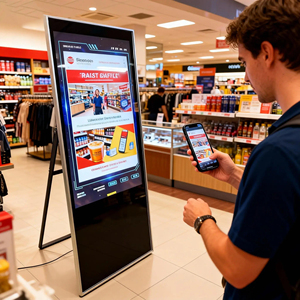 Écran numérique portable sur pied de 55 pouces pour affichage publicitaire, écran flexible, signalisation numérique mobile, base cloud, magasin de détail - Product Image 1