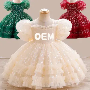 OEM Neugeborenes Baby Taufe Kleine Mädchen Kleid Kinder Party Kleider Hochzeit Blume Baby Mädchen Tutu Rock Für Alter 1 Jahre alt