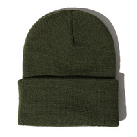 Gorros térmicos de punto cálidos para hombre y mujer, gorros de invierno acrílicos lisos con logotipo de parche tejido personalizado