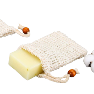 Natural Linen Soap Pouch <b>Bathing</b> Cleaning Mesh Soap Saver Bag With Drawstring - Product Image 2