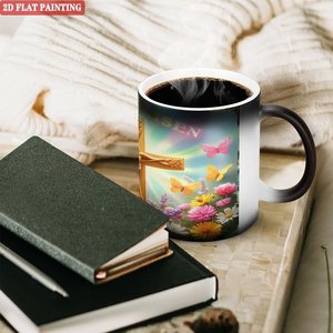 He Is Risen 2D Flat Painting <b>Ceramic</b> <b>Mug</b> 11oz Heat Changing Cup Religious Gift - Product Image 3