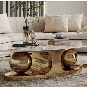 <span class=keywords><strong>Table</strong></span> <span class=keywords><strong>Basse</strong></span> Créative de Designer Luxe <span class=keywords><strong>Moderne</strong></span> Simple en Acier Inoxydable et Plateau en Roche pour Petits Espaces - Product Image 1