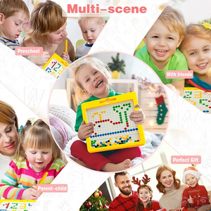 Магнитная доска для рисования для детей, большая магнитная точечная доска с магнитными бусинами и буклеты с 20 узором, игрушки Монтессори - Product Image 3