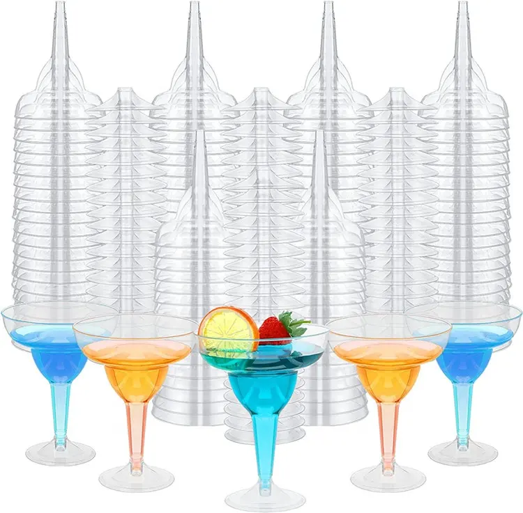 Groothandel Custom Logo Plastic Bekers Cocktail Martini Glazen Dessertbeker Wijn Beker Kristallen Champagne Glas