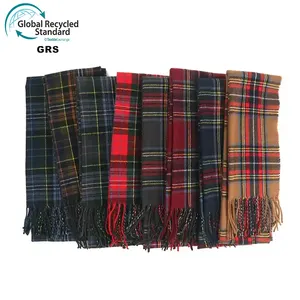 New Soft Classic Cashmere Feel Plaid Check and Solid Winter Scarf for Men Women