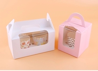 Kotak Kue Kertas Kraft Lucu Kepribadian Desain Indah Daur Ulang Murah Grosir dengan Pegangan