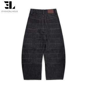 Pantalon en denim brut à ourlet brut LARSUR, style japonais, plissé, frangé, incurvé, jeans de récupération pour femmes - Product Image 5