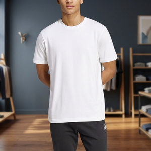 เสื้อยืดคอกลมแขนสั้นผ้าคอตตอนถักลายริบบ์สำหรับผู้ชาย ทรงปกติ สไตล์ลำลอง สตรีทแวร์ เหมาะสำหรับฤดูร้อน  แบบเรียบๆ สามารถสั่งทำได้ - Product Image 4