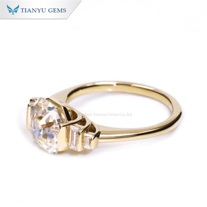Tianyu Gems personalizado 14K/18k oro amarillo sólido Moissanite anillo Asscher corte compromiso diamante anillo para dama - Product Image 3
