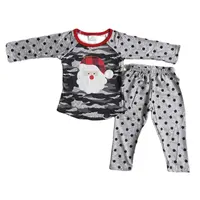 2022 RTS Toddler Apparels Wholesale Santa Claus Print Child Boys Christmas Clothes Boys Camo Clothing Set Kids Boy Dots Outfits