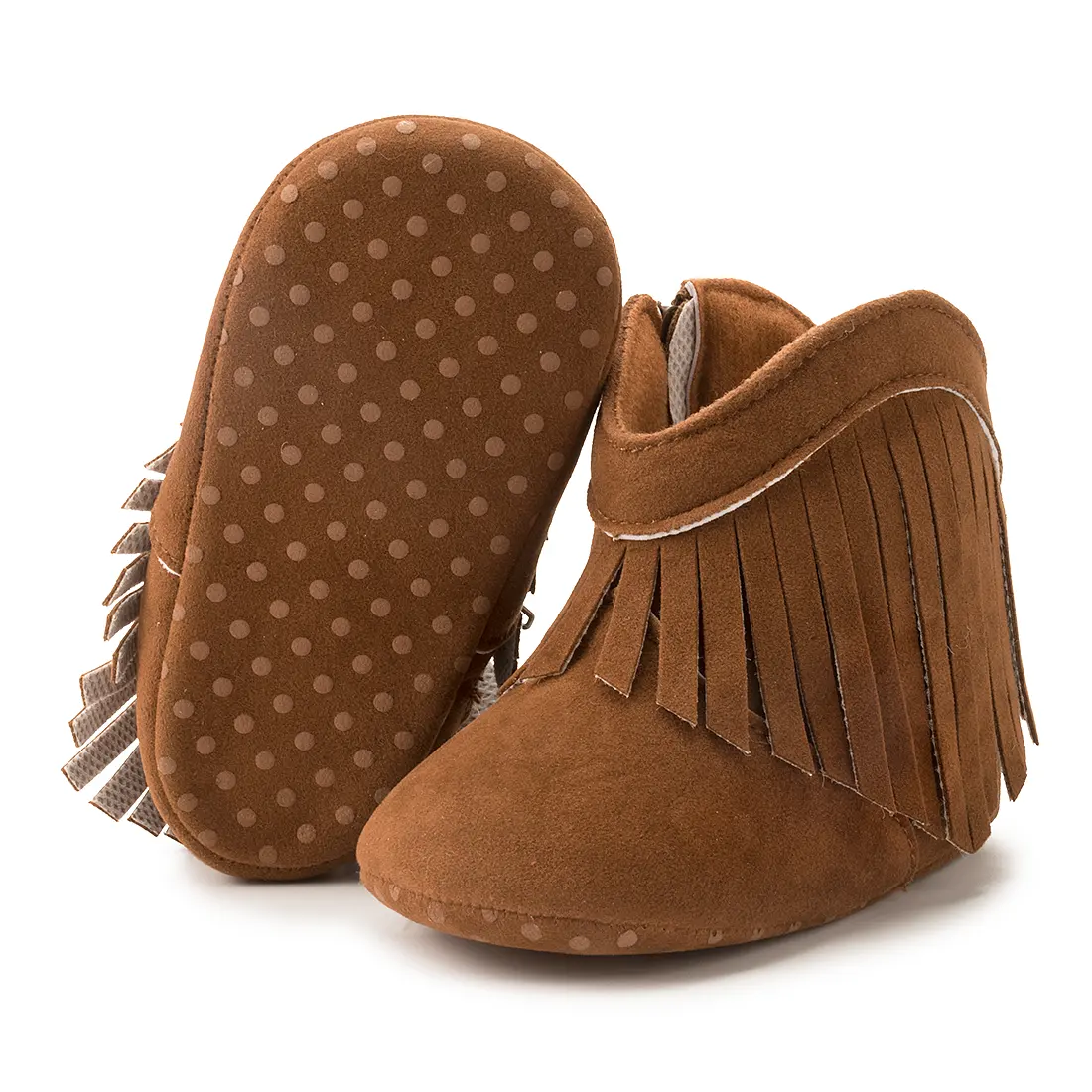 Recién Nacido suave invierno interior borla Faux Suede cremallera lateral zapatos para bebés vaquero Niño niña Botas