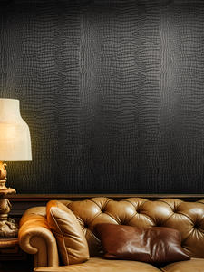 Papel Tapiz Decorativo Autoadhesivo, Fácil de Limpiar, Impermeable con Patrón Piel de Cocodrilo Negro, Papel Tapiz para el Hogar - Product Image 2