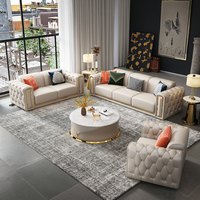 Design de luxe sectionnel 1 2 3 places en cuir tufté canapé ensemble moderne u forme meubles de salon