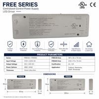 Driver LED à contrôle centralisé pour éclairage d'armoires, alimentation à tension constante 12V 24V 36W 60W CE UL FREE36-21