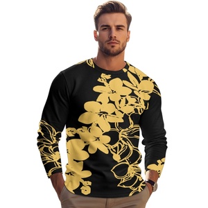 Articoli di moda autunno stampa on Demand fiore di <span class=keywords><strong>Lava</strong></span> esclusiva personalizzazione da uomo Casual e bella t-shirt girocollo a maniche lunghe - Product Image 3