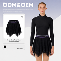 Robe de patinage artistique pour filles et adultes, jupe de danse sur glace à double couche en maille sans manches avec strass et grande jupe évasée, adaptée aux quatre saisons
