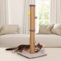 Griffoir vertical 3-en-1 pour chat de 36 pouces de haut avec jouets en sisal et base stable |   Utilisation en intérieur pour tous les âges