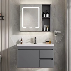GJGC <span class=keywords><strong>Mobile</strong></span> da <span class=keywords><strong>Bagno</strong></span> di Qualità Alberghiera con Lavabo Integrato in Lastra di Ceramica e Lega di Alluminio Spaziale con Specchio - Product Image 4