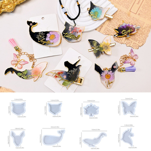 INTODIY Molde de Silicone para Pingentes e Chaveiros de Resina: Borboleta, Cervo, Golfinho, Baleia, Broche e Presilha de Cabelo - Product Image 1