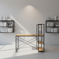 Escritorio para Juegos, Mesa de Juego de Acero con Panel Perforado, Estante de Almacenamiento de Metal, Estante de Exhibición para Sala de Estar o Dormitorio, Estantería Resistente, Color Negro