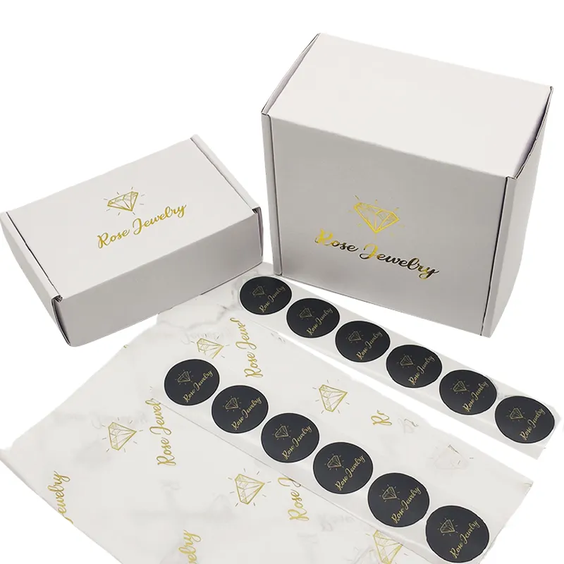 Benutzer definierte Goldfolie weiß Wellpappe Versand Lip gloss Paket Emballage Karton Mailer Box mit Aufkleber Mailier Beutel Tasche