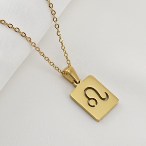 <span class=keywords><strong>Horoscope</strong></span> <span class=keywords><strong>personnalisé</strong></span> en acier inoxydable pour femmes et filles PVD or 18k signe <span class=keywords><strong>du</strong></span> zodiaque collier à pendentifs géométriques évidés bijoux - Product Image 6