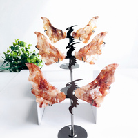 Vente flash : Cristal de quartz de feu fait à la main, base de support d'étagère en forme d'ailes de dragon, ornement naturel, cristaux pour cadeau