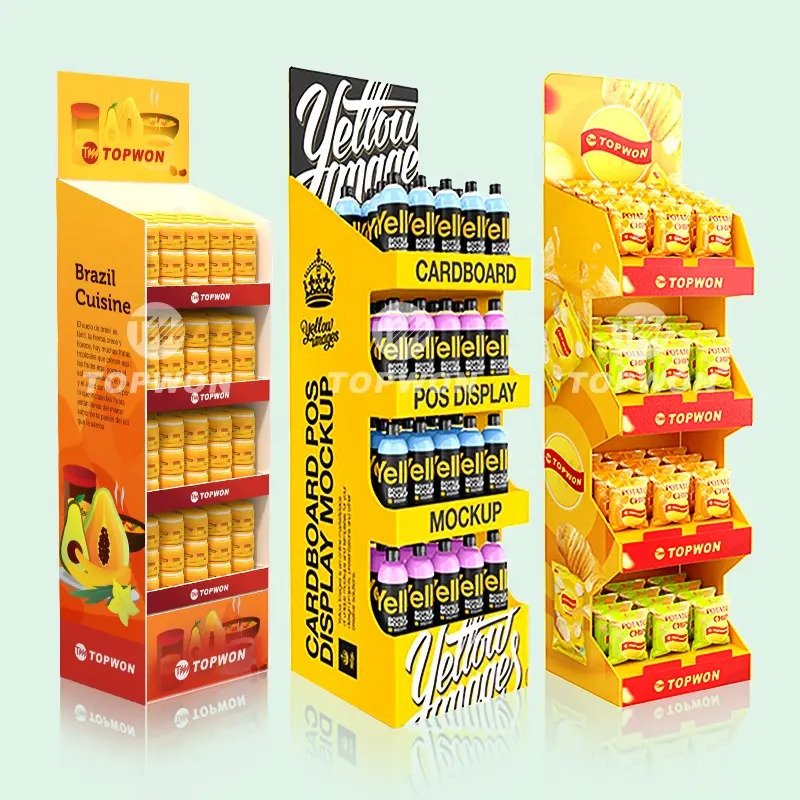 Supermarché au détail noix ondulées pain présentoir café bonbons nourriture chocolat croustilles collations carton présentoir