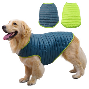 Manteau rembourré en coton pour chien, vert foncé et gris foncé, imperméable, hiver, automne, taille moyenne, vêtements pour animaux de compagnie - Product Image 1
