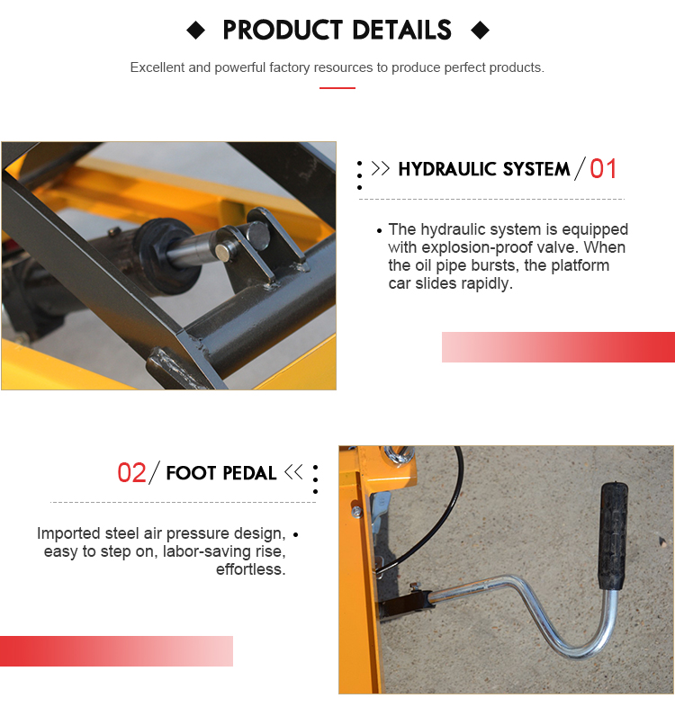 High Performance 350Kg 770Lb Manual Scissor Lift Table With Caster