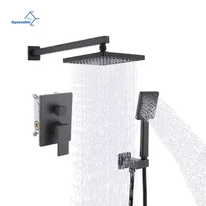 High Quality 12 Inch Brass Wall Mounted Bathroom Rain Black Shower Faucet Sets