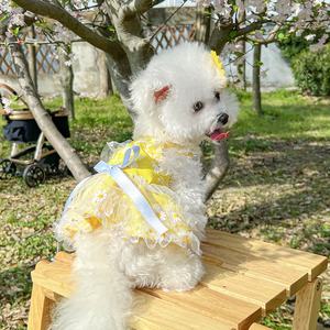 Vestidos <span class=keywords><strong>de</strong></span> Lujo para Mascotas, Estilo Princesa, para Bodas, Fiestas, Diseño Adorable, <span class=keywords><strong>Primavera</strong></span>-Verano, con Flores <span class=keywords><strong>de</strong></span> Margarita, Tipo Sling, Poliéster Hipoalergénico - Product Image 4