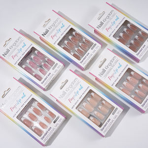 30 Piezas/Caja de <span class=keywords><strong>Uñas</strong></span> de Gel Postizas Autoadhesivas de Fábrica Estilo Francés, Puntas Cuadradas Tipo Ataúd de Cobertura Completa en Acrílico de Diseño - Product Image 5
