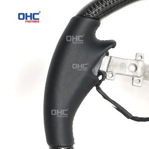 Volant en fibre de carbone Style Cybertruck pour Tesla Model 3 2023 + avec chauffage et moteurs OHC en cuir lisse noir - Product Image 3