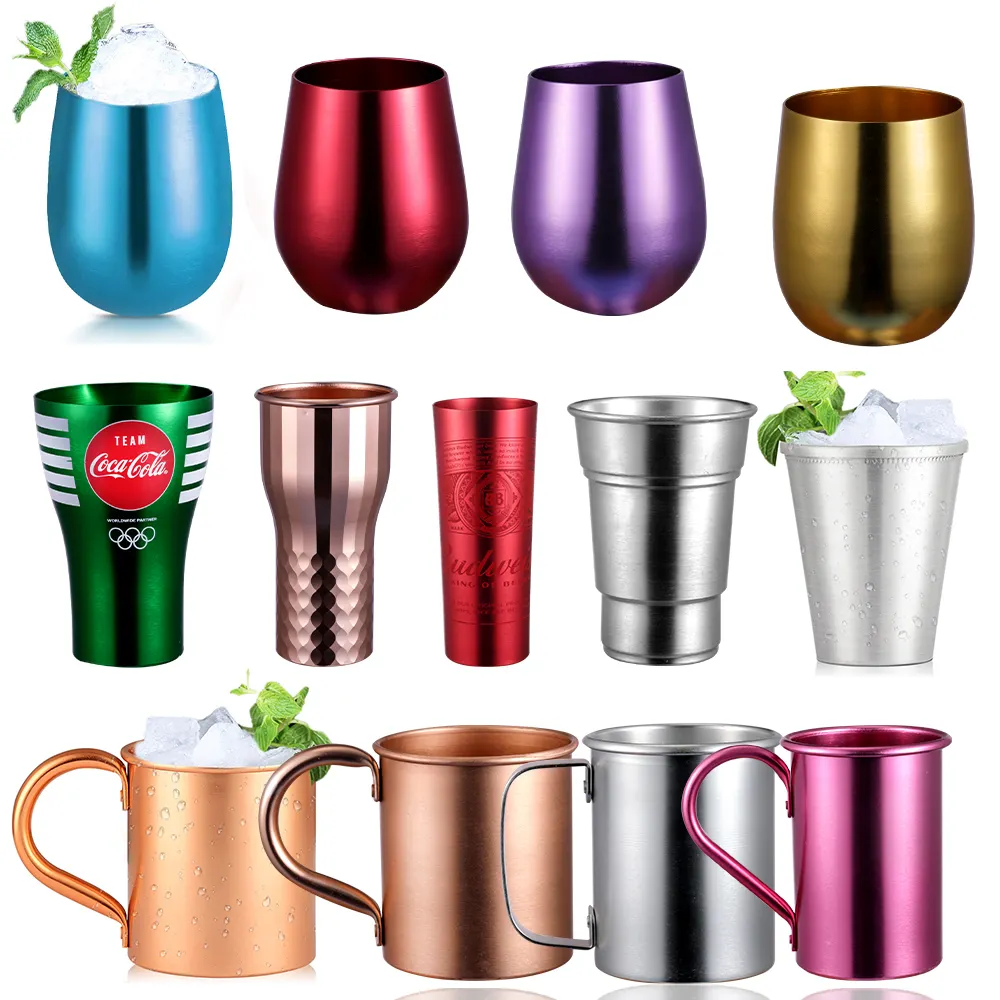 Individuell gefärbte Party Outdoor-Metall Dose Trinkbecher Becher 12 Unzen Pint Bier Kaffee Cocktailbecher Aluminiumbecher Wein Gas