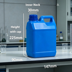 Bidon en plastique bleu durable de 2 L, personnalisé, pour usage industriel chimique, grand récipient pour essence, huile, savon de nettoyage, lessive - Product Image 1