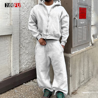 Pantalon de survêtement et sweat à capuche de haute qualité ensemble hommes personnalisé Dtg impression polaire deux pièces fermeture éclair à capuche hommes survêtement ensemble