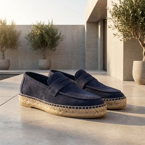 Mocassins <span class=keywords><strong>Espadrilles</strong></span> Décontractés <span class=keywords><strong>Bleu</strong></span> <span class=keywords><strong>Marine</strong></span> en Daim pour Hommes 2026 avec Semelle en Jute – Idéals pour l'Été et les Affaires - Product Image 1