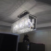 Lustre moderne doré en laiton, lampe cube en cristal, vente d'usine pour salon, hôtel, éclairage de plafond, lampe suspendue de restauration