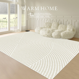 Alfombra Minimalista a Rayas, Cuadrada, de Fibra de Poliéster, Hecha a Mano, para Sala de Estar, Alfombra Grande para Cubrir el Suelo, Sofá y Mesa de Centro - Product Image 3