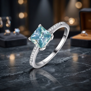 Anillo de Compromiso de Moissanita con Corte Brillante Redondo, Plata 925, Engaste de Puntas, Chapado en Oro, Estilo Geométrico Clásico de Lujo para Mujer - Product Image 3
