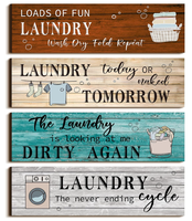 4 panneaux muraux amusants en bois pour buanderie avec citations humoristiques, décoration rustique style ferme pour buanderie, salle de bain, toilettes, maison