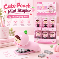 MIAX Agrafeuse Mini Mignonne Pêche en Silicone Souple, Agrafeuse de Bureau Dessin Animé pour l'École, le Bureau, Cadeau pour Enfants