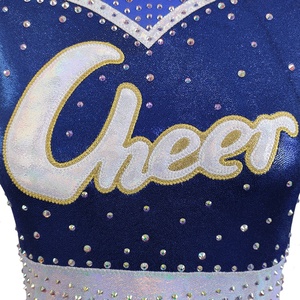 Competizione Custom Design allegria uniforme blu reale profondo con cristallo lucido per gruppi di danza Varsity - Product Image 3