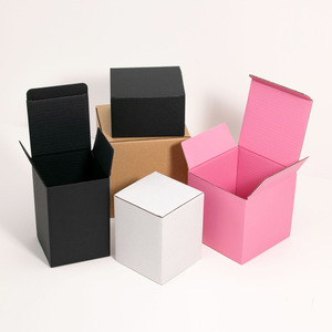 Snap Bottom Square <b>Boxes</b> Flip Top Corrugated Paper Packaging <b>Gift</b> Craft Box White <b>Pink</b> Black Colorful Folding Carton - Product Image 1