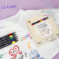 12 Marqueurs Textiles Lavables Anti-Décoloration pour Vêtements, Stylos Graffiti DIY, Peinture à la Main, Fournitures Artistiques pour Tissus