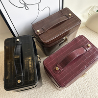 Sac de toilette portable en cuir PU effet crocodile, nouvelle collection, couleurs tendance, pour femmes, pour ranger les cosmétiques