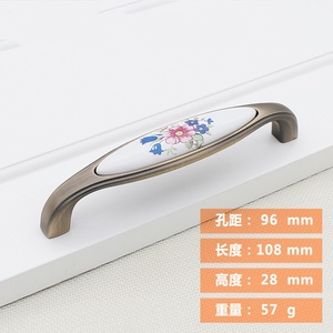 Antique Bronze <b>Ceramic</b> Zinc Alloy Pull Handle Single-Hole for Kitchen Cabinets Dressers Wardrobes Drawers Easy Installation - Product Image 2