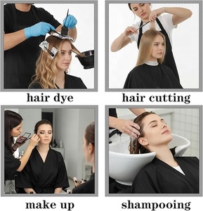Faible MOQ Logo Personnalisé Imperméable Polyester Tablier Robe de Coupe de Cheveux pour Salon de Beauté, Col en Silicone pour Cape de Coiffeur - Product Image 4