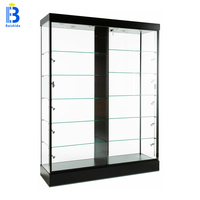 Schwarze Abschließbare Glasvitrine mit Verstellbaren Regalen Zigaretten- und Tabakausstellungsschrank für Rauchershops